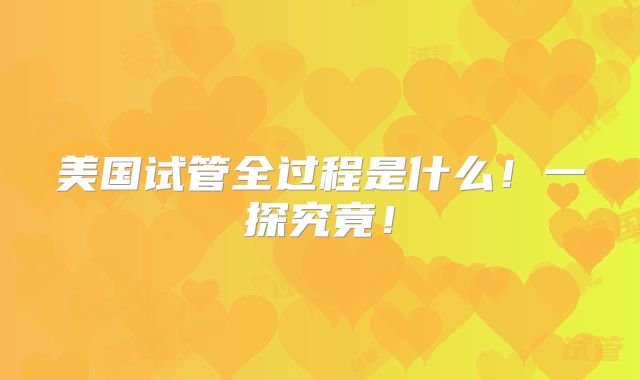 美国试管全过程是什么！一探究竟！