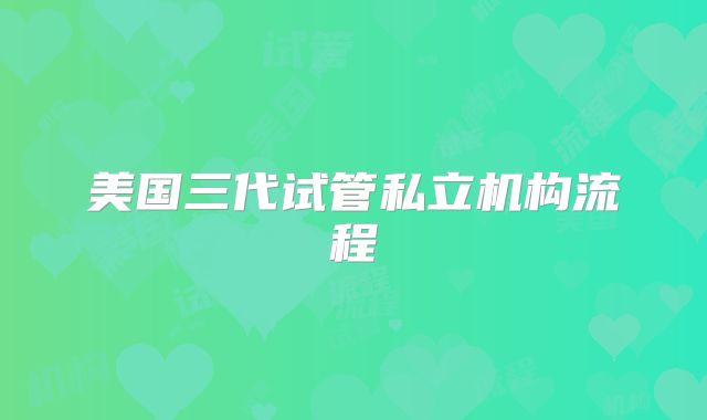 美国三代试管私立机构流程