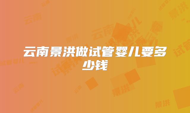 云南景洪做试管婴儿要多少钱
