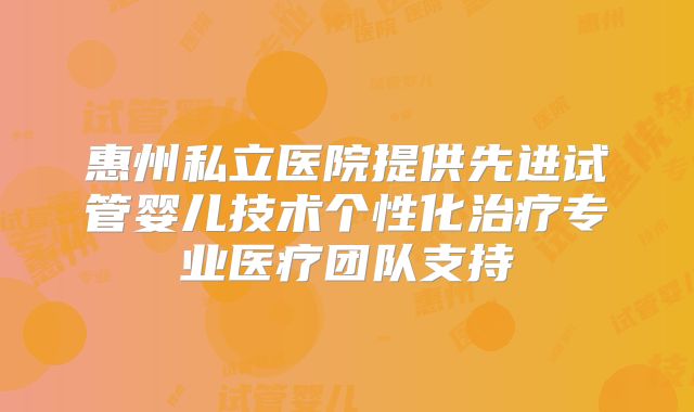 惠州私立医院提供先进试管婴儿技术个性化治疗专业医疗团队支持