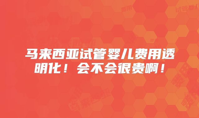 马来西亚试管婴儿费用透明化！会不会很贵啊！