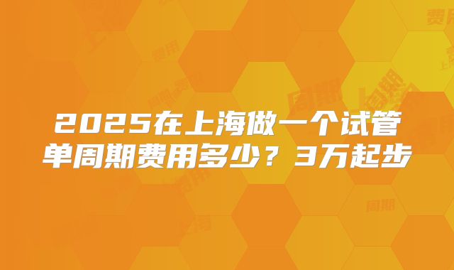 2025在上海做一个试管单周期费用多少？3万起步