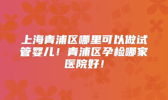 上海青浦区哪里可以做试管婴儿！青浦区孕检哪家医院好！