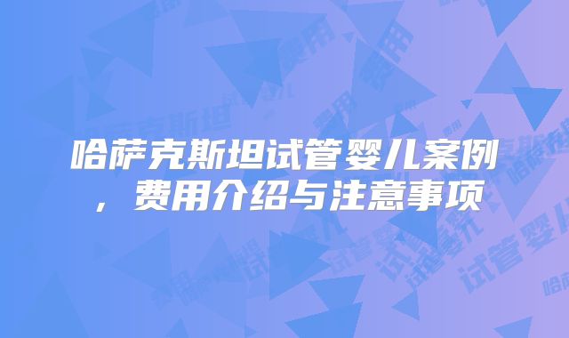 哈萨克斯坦试管婴儿案例，费用介绍与注意事项