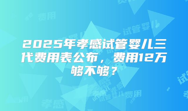 2025年孝感试管婴儿三代费用表公布，费用12万够不够？