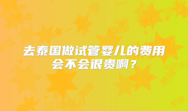 去泰国做试管婴儿的费用会不会很贵啊？