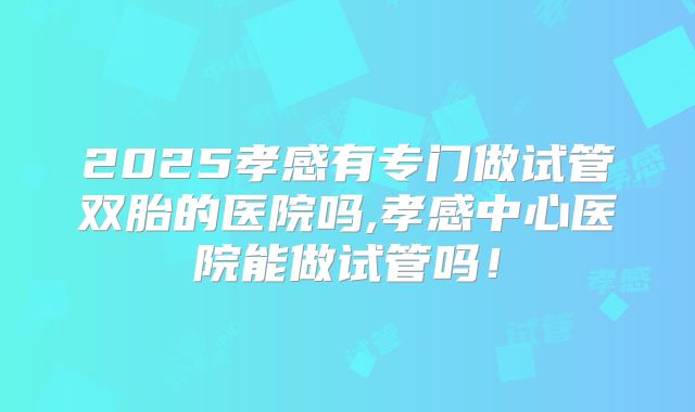 2025孝感有专门做试管双胎的医院吗,孝感中心医院能做试管吗！