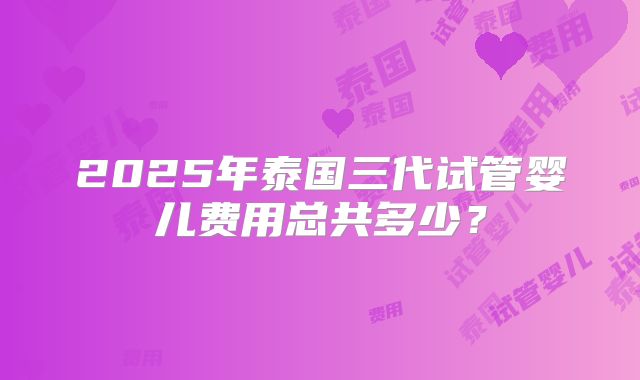 2025年泰国三代试管婴儿费用总共多少？