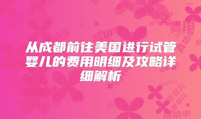 从成都前往美国进行试管婴儿的费用明细及攻略详细解析