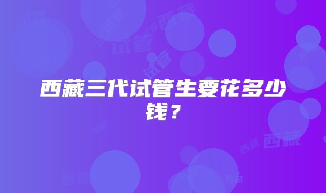 西藏三代试管生要花多少钱？