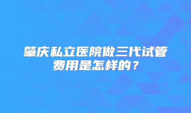 肇庆私立医院做三代试管费用是怎样的？