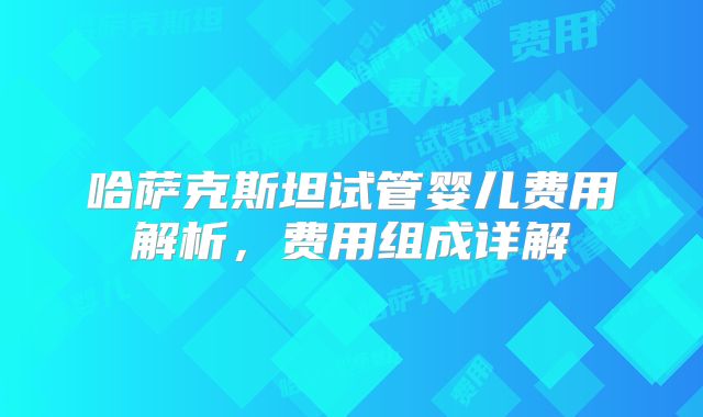 哈萨克斯坦试管婴儿费用解析，费用组成详解