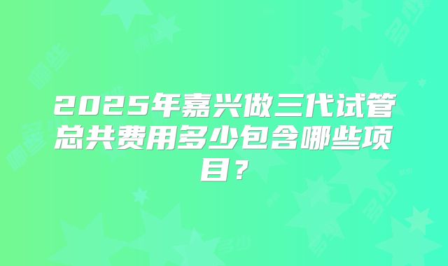 2025年嘉兴做三代试管总共费用多少包含哪些项目？