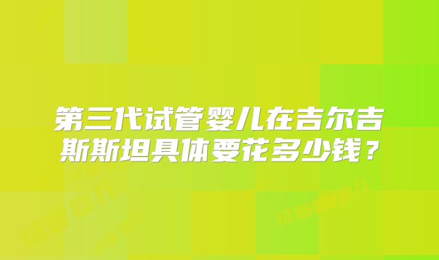 第三代试管婴儿在吉尔吉斯斯坦具体要花多少钱?