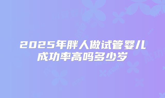 2025年胖人做试管婴儿成功率高吗多少岁