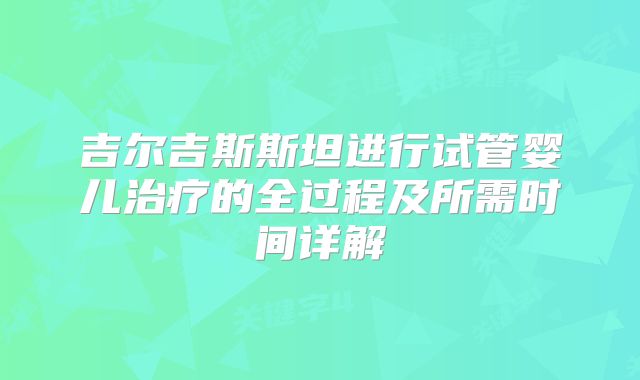 吉尔吉斯斯坦进行试管婴儿治疗的全过程及所需时间详解