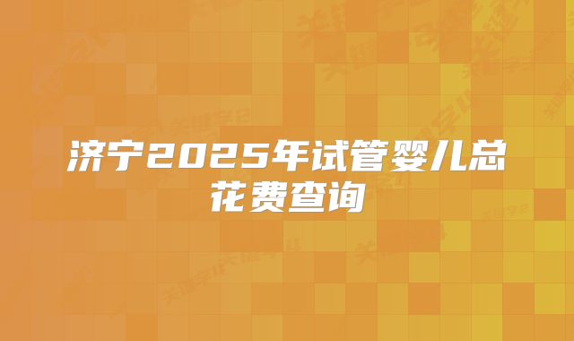 济宁2025年试管婴儿总花费查询
