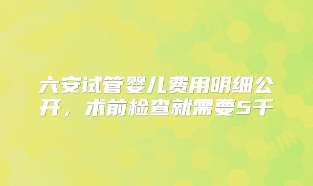 六安试管婴儿费用明细公开，术前检查就需要5千