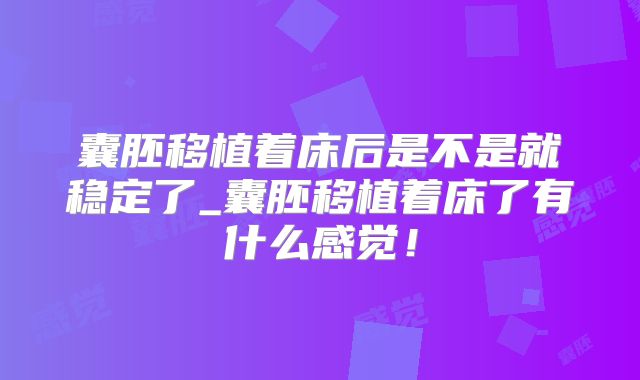 囊胚移植着床后是不是就稳定了_囊胚移植着床了有什么感觉！