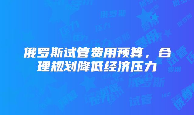 俄罗斯试管费用预算，合理规划降低经济压力