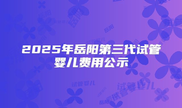 2025年岳阳第三代试管婴儿费用公示