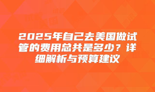 2025年自己去美国做试管的费用总共是多少?详细解析与预算建议