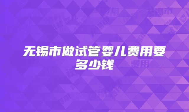 无锡市做试管婴儿费用要多少钱