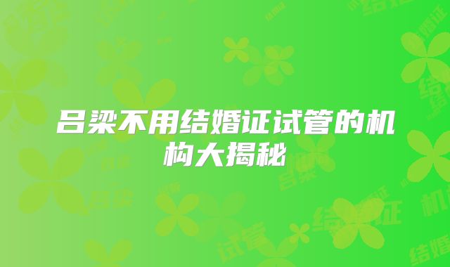 吕梁不用结婚证试管的机构大揭秘