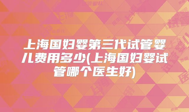上海国妇婴第三代试管婴儿费用多少(上海国妇婴试管哪个医生好)