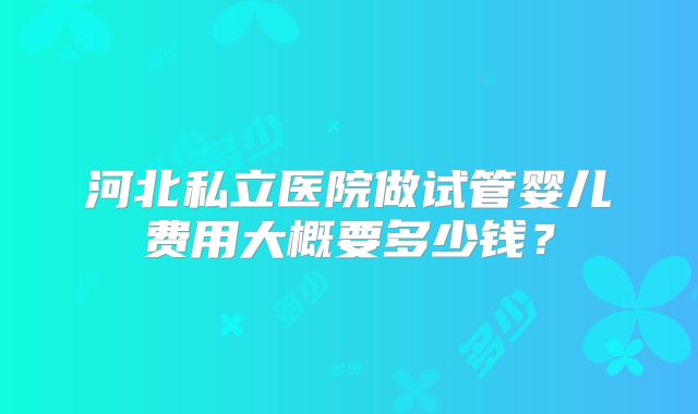 河北私立医院做试管婴儿费用大概要多少钱？