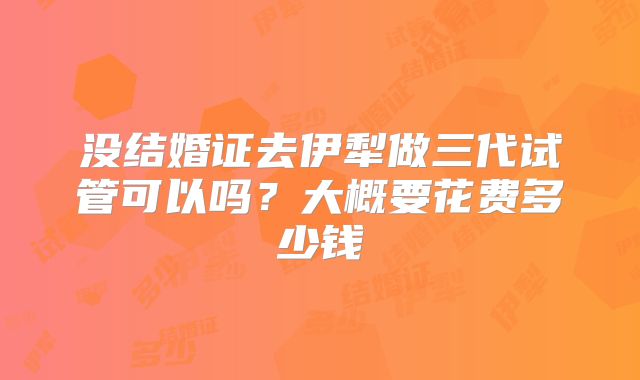 没结婚证去伊犁做三代试管可以吗？大概要花费多少钱
