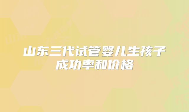 山东三代试管婴儿生孩子成功率和价格