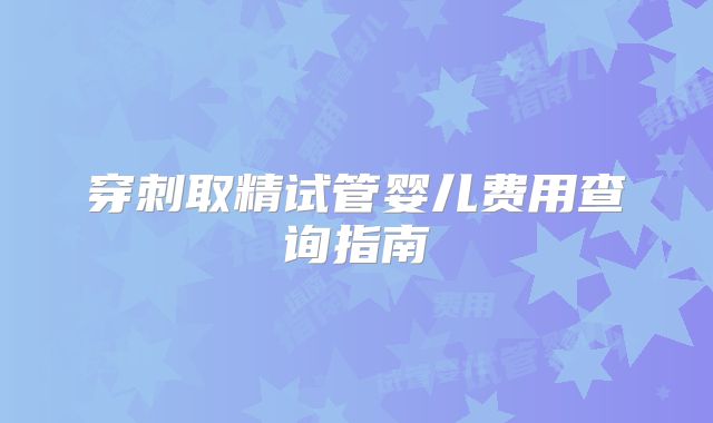 穿刺取精试管婴儿费用查询指南