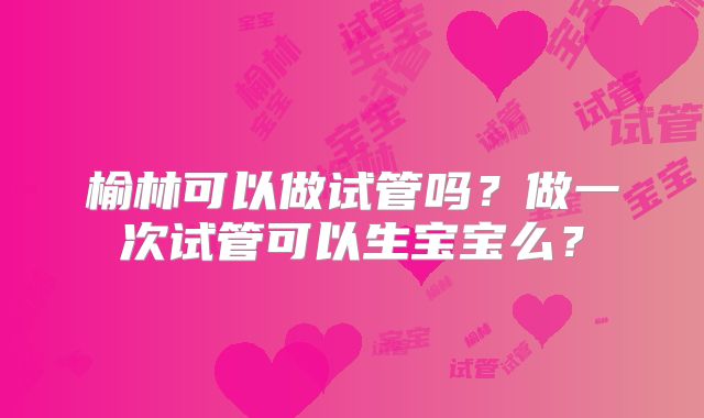 榆林可以做试管吗？做一次试管可以生宝宝么？
