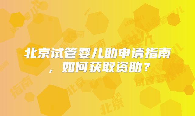 北京试管婴儿助申请指南,如何获取资助?