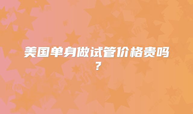 美国单身做试管价格贵吗?