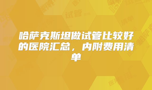 哈萨克斯坦做试管比较好的医院汇总，内附费用清单