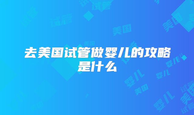 去美国试管做婴儿的攻略是什么