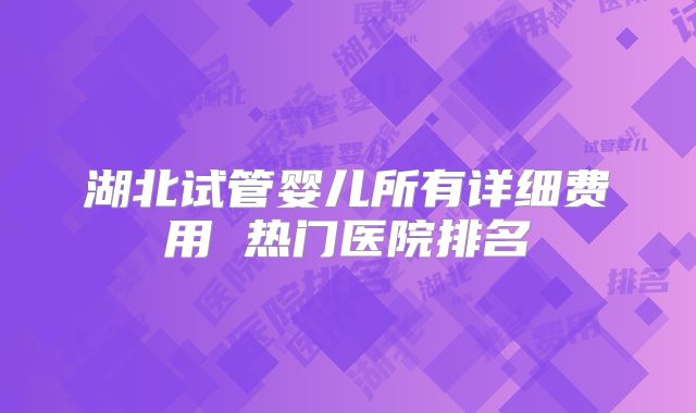 湖北试管婴儿所有详细费用 热门医院排名