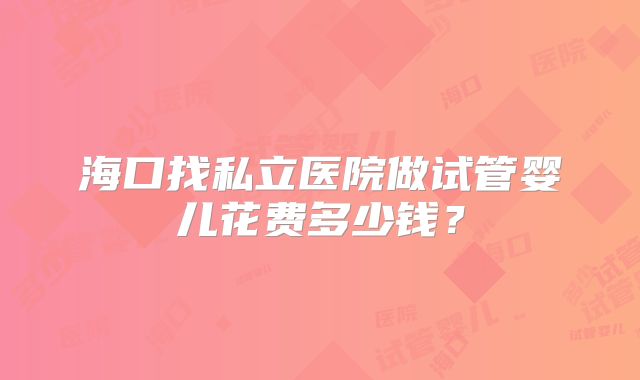 海口找私立医院做试管婴儿花费多少钱?