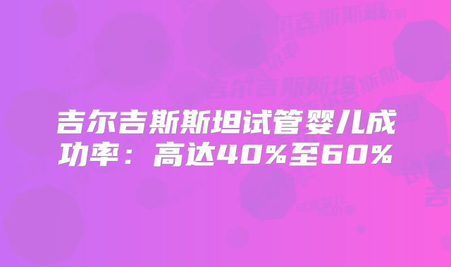 吉尔吉斯斯坦试管婴儿成功率：高达40%至60%