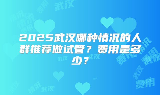 2025武汉哪种情况的人群推荐做试管？费用是多少？