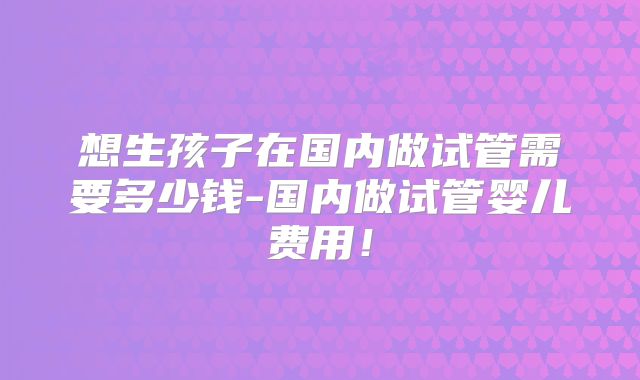 想生孩子在国内做试管需要多少钱-国内做试管婴儿费用！