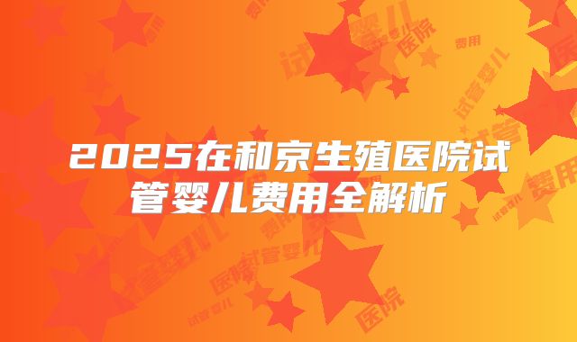 2025在和京生殖医院试管婴儿费用全解析