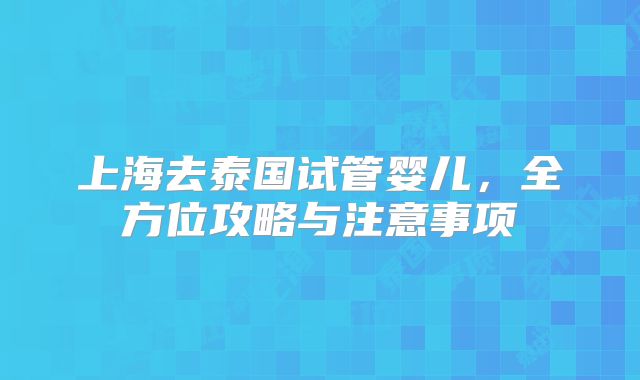 上海去泰国试管婴儿，全方位攻略与注意事项