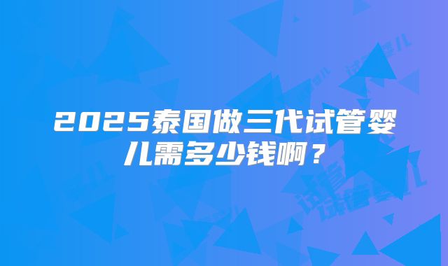 2025泰国做三代试管婴儿需多少钱啊?