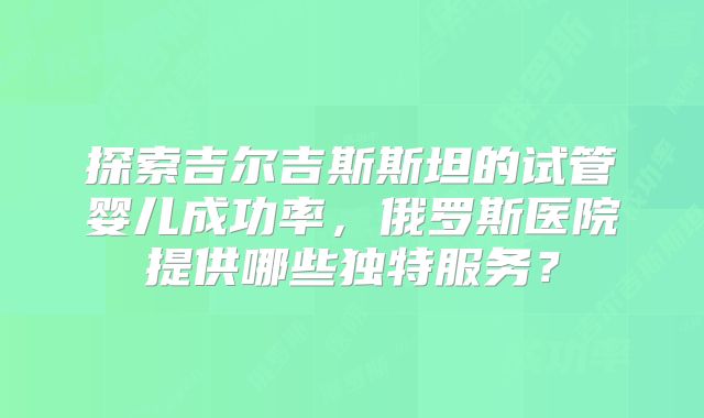 探索吉尔吉斯斯坦的试管婴儿成功率，俄罗斯医院提供哪些独特服务？