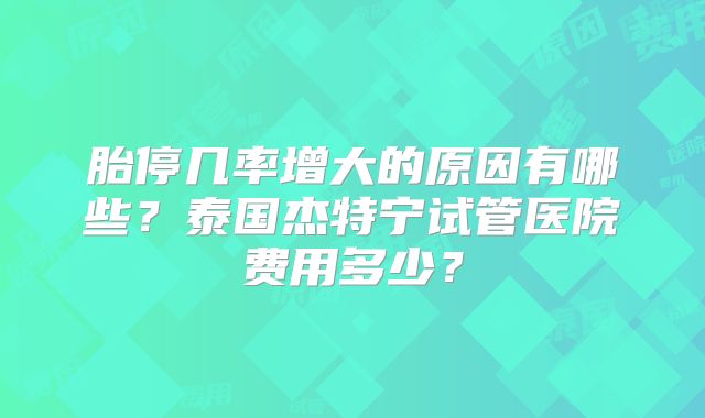 胎停几率增大的原因有哪些？泰国杰特宁试管医院费用多少？