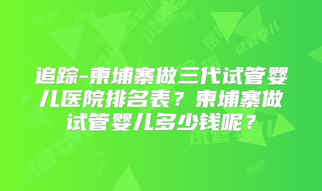 追踪-柬埔寨做三代试管婴儿医院排名表?柬埔寨做试管婴儿多少钱呢?