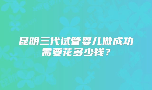 昆明三代试管婴儿做成功需要花多少钱？